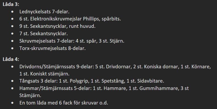 VERKTYGSVAGN MED 255ST VERKTYG - IKH1500