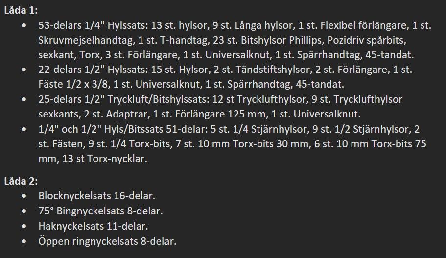 VERKTYGSVAGN MED 255ST VERKTYG - IKH1500