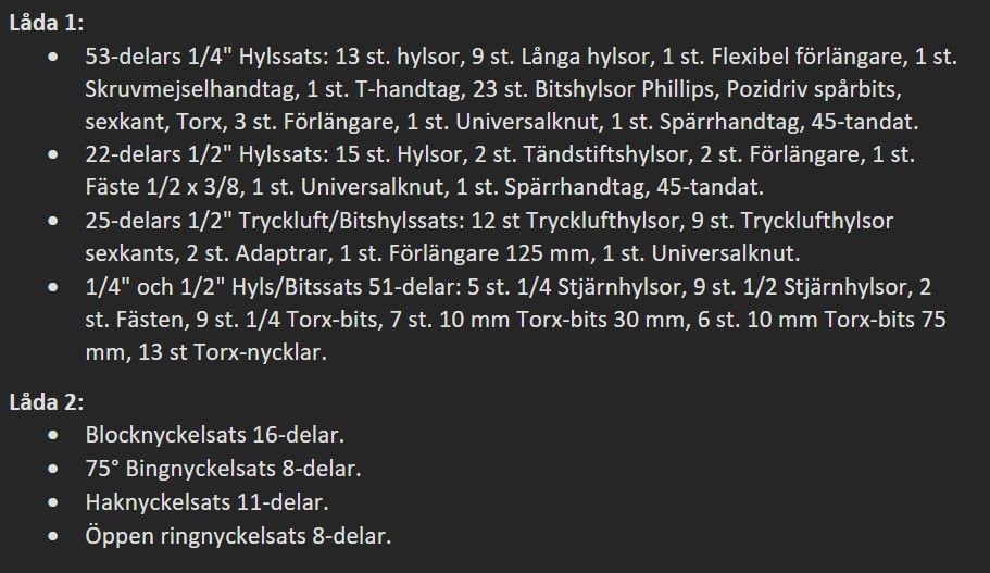 IKH VERKTYGSVAGN MED 255 DELAR - IKH1500