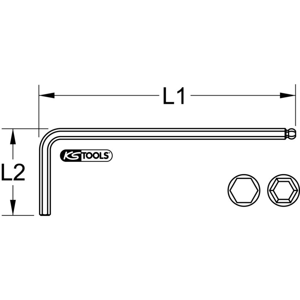 INSEXNYCKEL M.KULA LÅNG 2,0MM - 151.2102