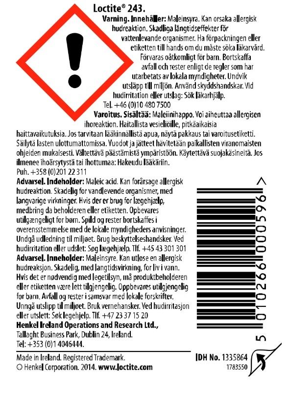 GÄNGLÅSNING LOCTITE 243 50ML - HK16793