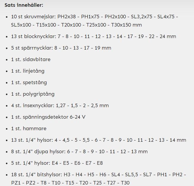 VERKTYGSSATS XLA 1/4