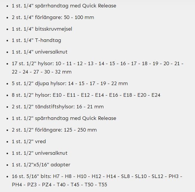 VERKTYGSSATS XLA 1/4