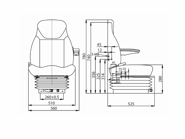 SÄTE CS85 MEKANISK PVC KLÄDSEL - T85PVC