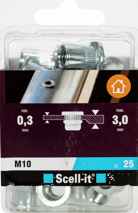 BLINDNITMUTTER M10X19MM 25ST - SCE206