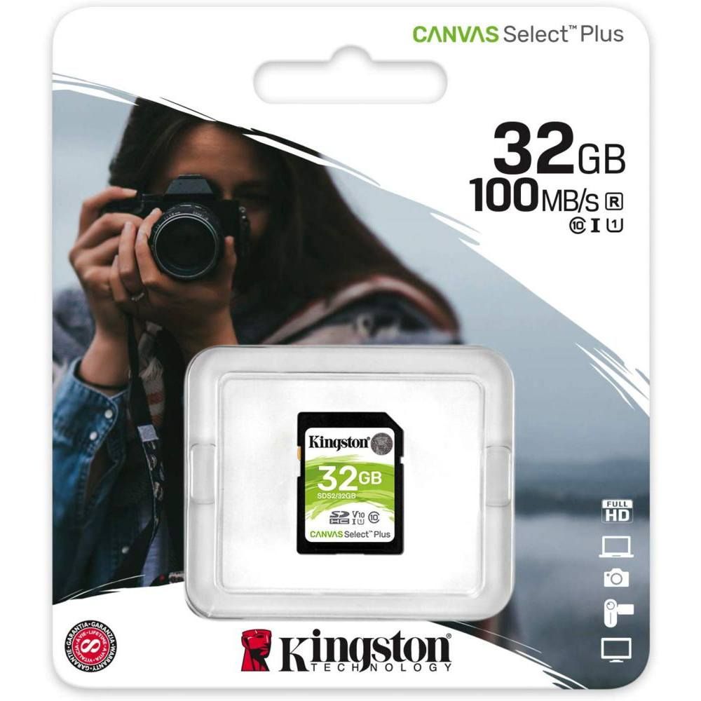 KINGSTON CANVAS SELECT PLUS SDHC 100MBS CLASS 10 32GB - MDF-165714