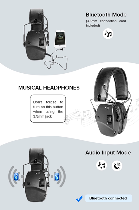 Hörselskydd EM030B Bluetooth Svart - SKYDDEM030BS