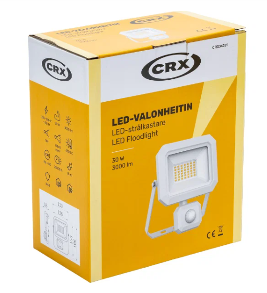  LED-strålkastare vit. 30W SENS/230V 1,5m kabel - CRX34031