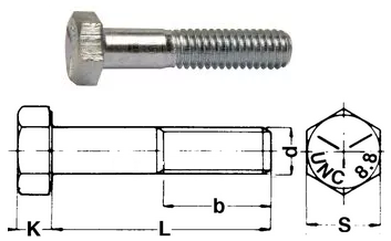 Bult Sexkant UNC 5/16X13 8.8