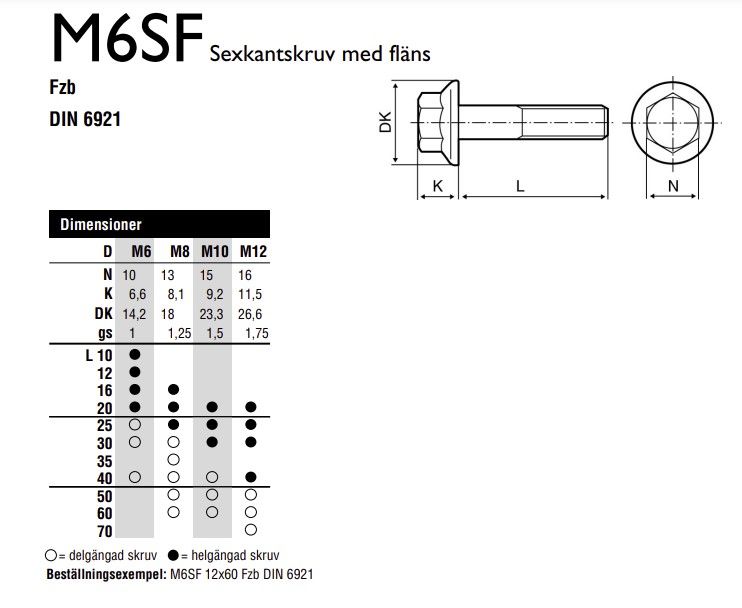FLÄNSSKRUV M6SF M8X20 FZB8.8 - A006050
