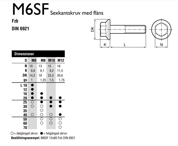 FLÄNSSKRUV M6FS M8X30 FZB8,8 - A006051