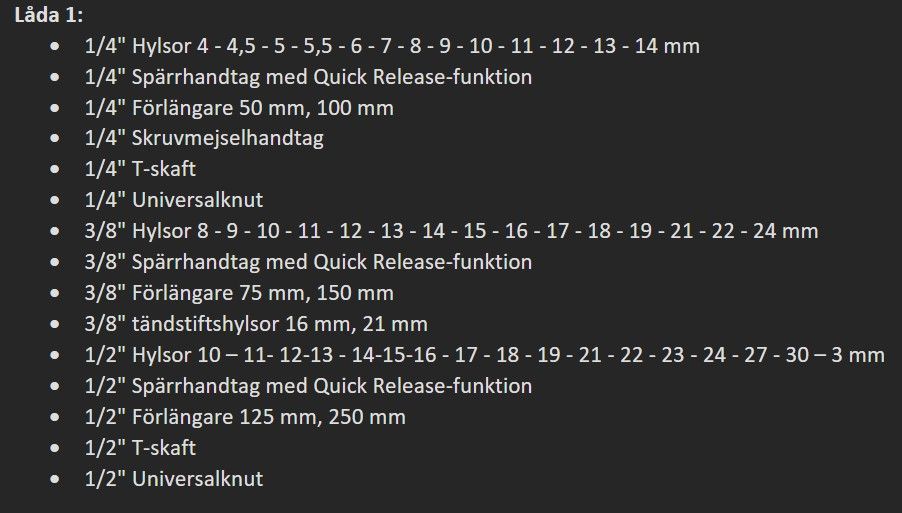 VERKTYGSVAGN MED 124ST VERKTYG - XGR004