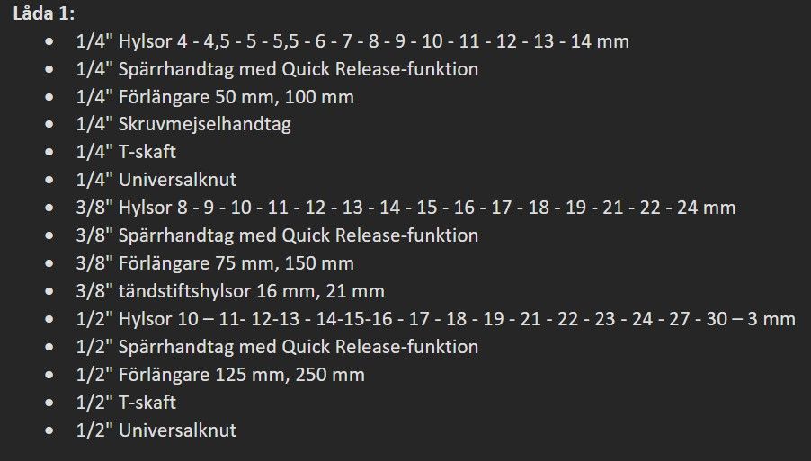 VERKTYGSVAGN VERKTYG 124 DELAR - XGR004