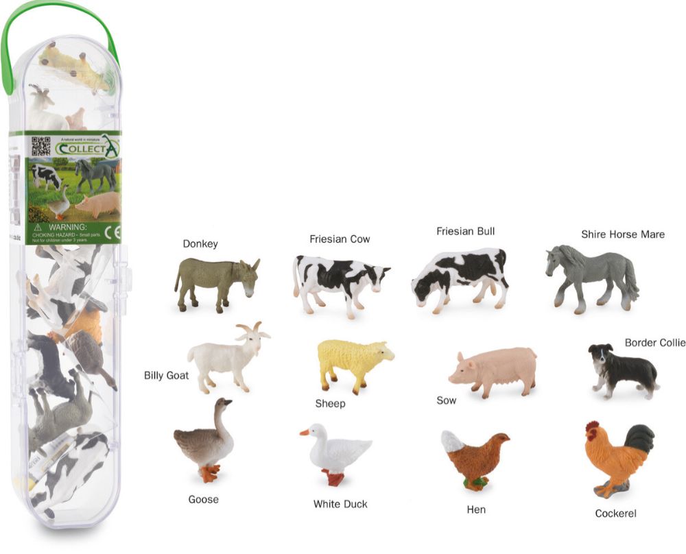 BOX OF MINI FARM ANIMALS IN TUBE - COL01110