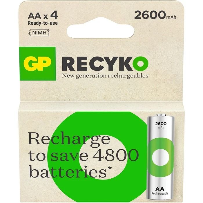 Laddningsbart batteri 1,2V AA 2600mAh Recyko 4st - GP201246