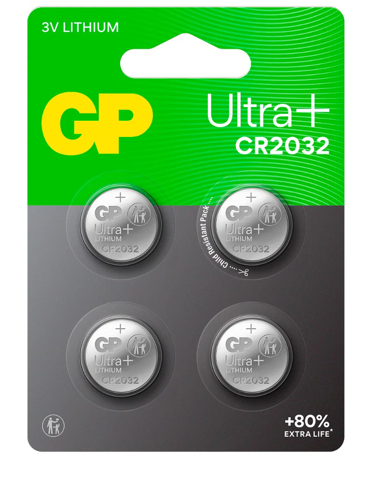 KNAPPCELLSBATTERI 3V CR2032 ULTRA PLUS 4ST - GPCR2032UP-C4